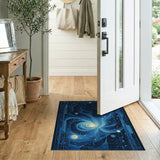 ODIKA Celestial Galaxy Abstract Blue Washable Rug - Low Pile & Non-Slip Area Rug