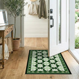 Four-Leaf Clover Geometric Green Area Rug