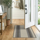 Beige Houndstooth Striped Area Rug