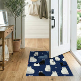 Whimsical Cartoon Cats Navy Area Rug