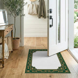 Emerald Green Gold Ornate Border Area Rug