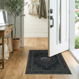 Ornate Gothic Medallion Black White Area Rug