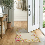Vintage Pink Peony Border Area Rug