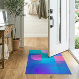Blue and Teal Blue Teal Abstract Geometric Area Rug