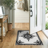 Medallion Ornate Black White Persian Medallion Area Rug