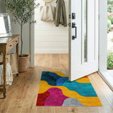 Vibrant Abstract Wave Multi-Color Area Rug
