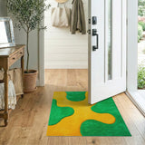 Vibrant Yellow Green Abstract Shag Area Rug