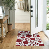 Red Vintage Red Floral Pattern Area Rug