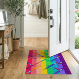 Rainbow Paintbrush Washable Area Rug