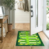 Lush Green Bench Garden Area Rug