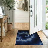 Navy Blue Spiral Contour Abstract Area Rug