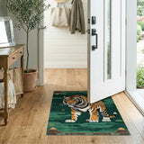 Majestic Tiger on Teal Waves Rug