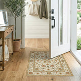 Ornate Ivory Floral Persian Area Rug