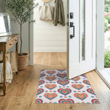 Multi-color and Patterns Rainbow Heart Paw Print Area Rug