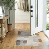 Abstract Organic Shapes Beige Grey Area Rug