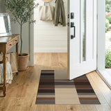 Bold Brown Tan Vertical Striped Area Rug