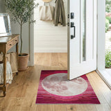 Full Moon Red Striped Area Rug