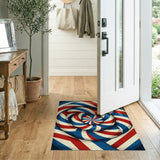 ODIKA Retro Spiral Red White & Blue Washable Low Pile Area Rug