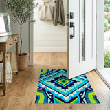 Bold Teal Diamond Geometric Area Rug
