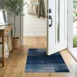 Blue and Teal Navy Blue Grey Geometric Abstract Area Rug