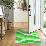 Green Wave Geometric Area Rug