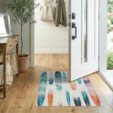 Watercolor Surfboard Lineup Coastal Area Rug