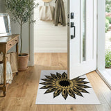 Golden Sunburst Geometric Gold and Silver Area Rug