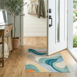 Geometric Modern Abstract Wave Multi-Color Area Rug