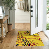 Vibrant Yellow Swirl Geometric Area Rug