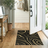 Abstract Swirl Black Gold Area Rug