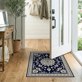 Traditional Persian Navy Blue Persian Floral Medallion Area Rug