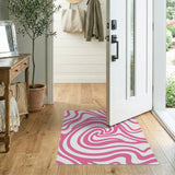 Abstract Area Pink Wavy Pink Abstract Area Rug