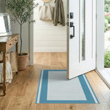 Blue Border Coastal Area Rug