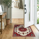 Vibrant Red Persian Floral Medallion Rug
