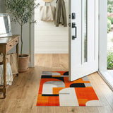 Geometric Modern Vibrant Orange Geometric Area Rug