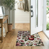 Pink Cherry Blossom Red Apple Floral Area Rug