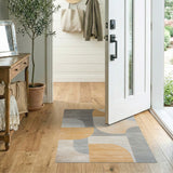 Modern Geometric Abstract Area Rug in Grey Orange