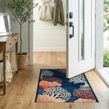 Navy Coral Reef Coastal Area Rug