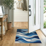 Abstract Area Wave Blue Wave Abstract Area Rug