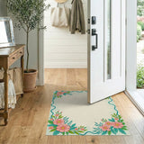 Vintage Pink Floral Border Rug