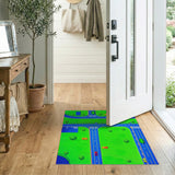Multi-color and Patterns Kids Cartoon Kids Cartoon City Roads Play Rug