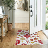 Festive Red Snowflake Gold Ornament Area Rug