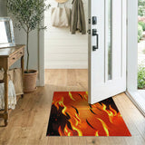 Fiery Orange Flame Abstract Area Rug