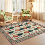 ODIKA Tropical Pineapple Washable Area Rug, Low Pile Non-Slip Boho Rug