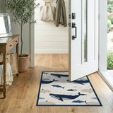 Navy Whale Ocean Kids Area Rug