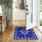 Navy Blue Persian Floral Blue and Teal Area Rug