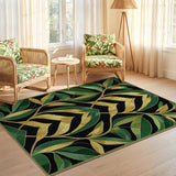 ODIKA Art Deco Emerald Green & Gold Washable Area Rug - Low Pile Non-Slip