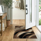 Abstract Brown Swirl Washable Area Rug