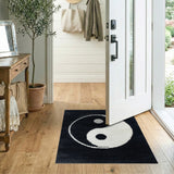Yin Yang Black White Shag Area Rug
