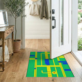Geometric Maze Area Rug in Green Yellow